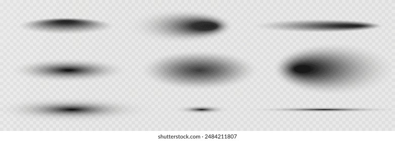 Set of realistic paper shadows. On a transparent background.