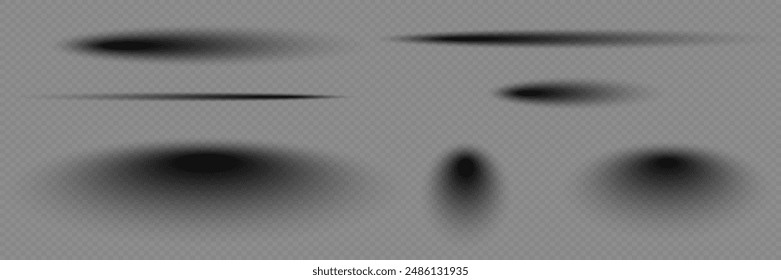 Set of realistic paper shadows. On a transparent background.