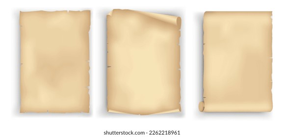 set of realistic parchment old paper isolated
