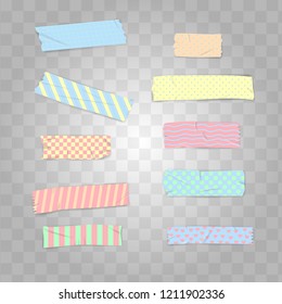 Set Realistic Pastel Colour Washi Tape Vector Illustration