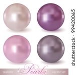 set of realistic pearls on white background