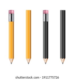 Set of realistic pencils vector illustration isolated on white background