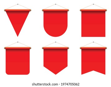Set of realistic pennant vector illustration