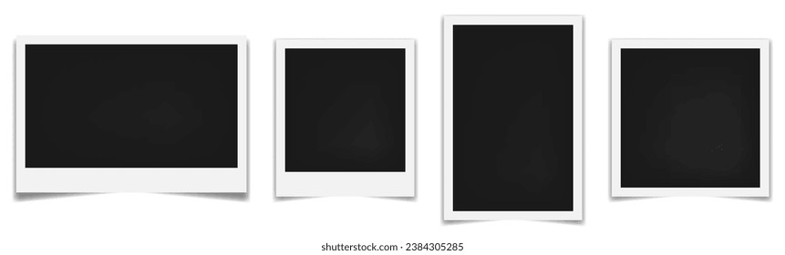 Set of realistic photo frames mockup. Empty photo frame mock up with shadow. Vector illustration isolated on white background
