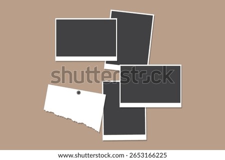 Set of realistic photo template. four empty photo frames mock up with shadow, Vector polaroid frames realistic photo templates