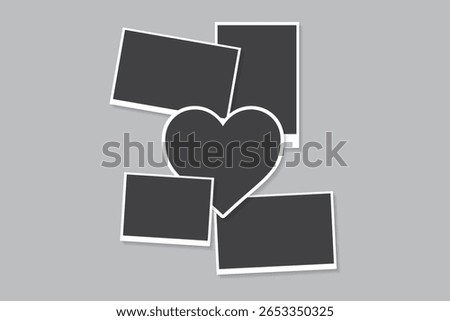 Set of realistic photo template. four empty photo frames mock up with shadow, Vector polaroid frames realistic photo templates collage art