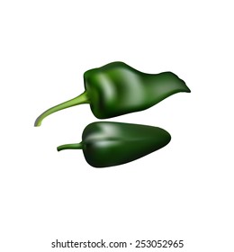 set of Realistic picture of the Cayenne red pepper on white background