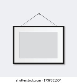 Set realistic picture frame on the wall and white background. perfect for your presentations. vector illustration.