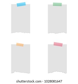 Set of realistic pieces of ripped papers with clip. Vector