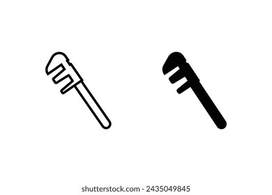 Set realistic Pipe Wrench  icon. sign for mobile concept and web design. vector illustration
