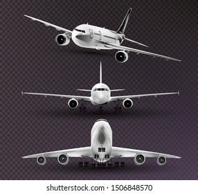 Set of realistic planes. Vector illustration.