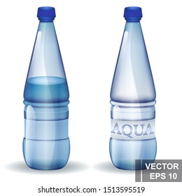 Set of realistic plastic bottle. Pure water. Health. Crystal For your design.