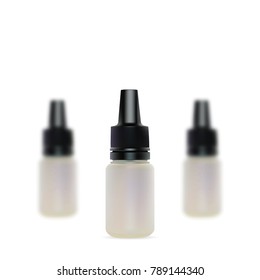 Set of realistic plastic bottles with dropper. Mock up vector flacons illustration isolated on white.