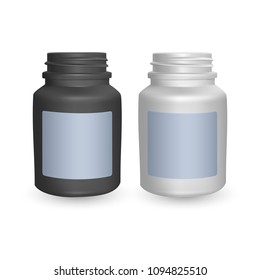 Set of Realistic plastic bottles. Mock Up Templates. Vector eps 10 illustration, empty black and white bottles on light background