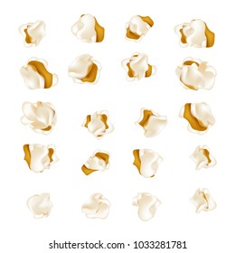 Set realistic popcorn isolated on white background. Flat vector illustration EPS 10.
