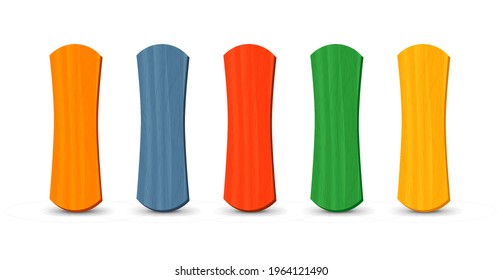 Set of realistic popsicle stircks. Ice lolly sticks, vector illustration, summer season.