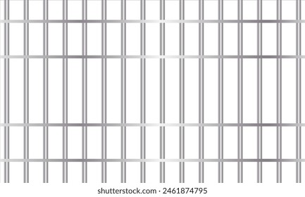 Set of realistic prison metal bars isolated on white background. Iron jail cage. Prison fence jail. Template design for criminal or sentence.  vector illustration. EPS 10