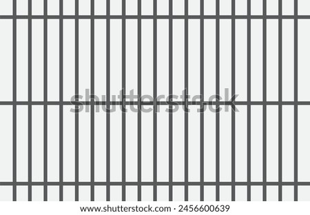 Set of realistic prison metal bars isolated on a white background. Iron jail cage. Prison fence jail. Template design for criminal or sentence.