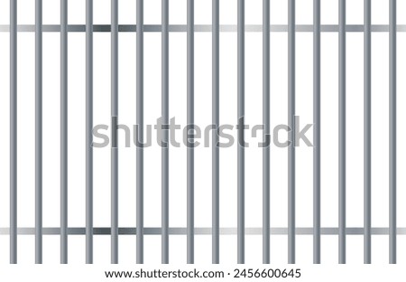Set of realistic prison metal bars isolated on a white background. Iron jail cage. Prison fence jail. Template design for criminal or sentence.