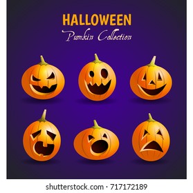 A set of realistic pumpkins. Pumpkins for Halloween.