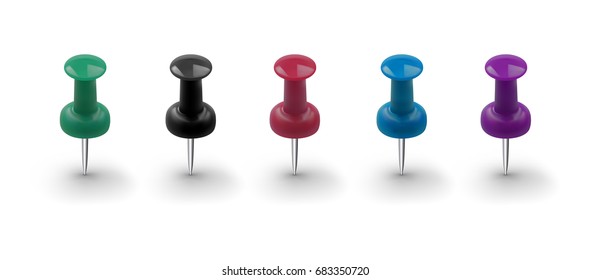 Set of realistic push buttons of different colors isolated on white background. Vector illustration
