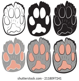 Set of Realistic red cat paw pet cute. Hand drawing. Vector illustration .