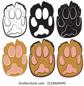 Set of Realistic red cat paw pet cute. Hand drawing. Vector illustration .