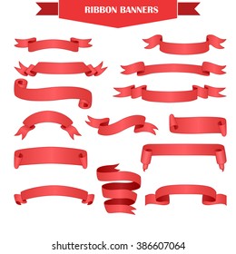 Set of realistic red gradient ribbons for your text. Made in vector