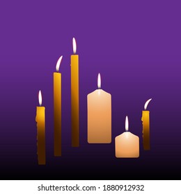 Conjunto de velas de quemado religioso realista, imagen vectorial.
