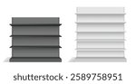 Set of Realistic Retail Store Display Shelving Units isolated on white  