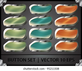 set of realistic retro metal buttons