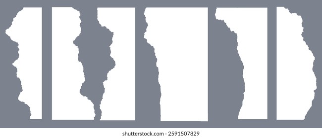 Set of realistic set of ripped white paper sheets Png isolated on a transparent texture background