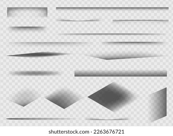 Set of realistic round shadow and shadow effect. Round and square isolated floor transparent shadows. Realistic shadow effect for design. Vector illustration.