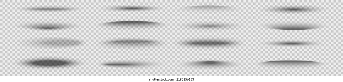 Set of realistic round shadow on transparent background.