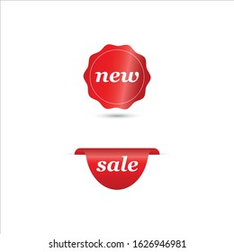 Set of realistic sale tags with text