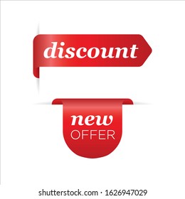 Set of realistic sale tags with text
