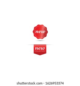 Set of realistic sale tags with text