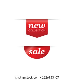 Set of realistic sale tags with text