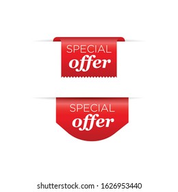 Set of realistic sale tags with text