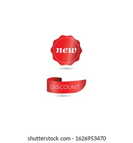 Set of realistic sale tags with text
