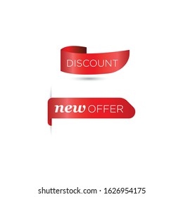 Set of realistic sale tags with text