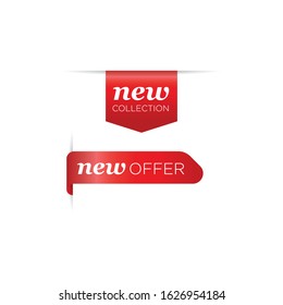 Set of realistic sale tags with text