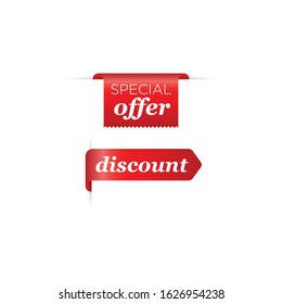 Set of realistic sale tags with text