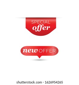 Set of realistic sale tags with text