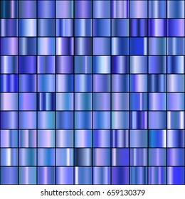 Set of Realistic sapphire gradients. Vector gems collection for border, frame, ribbon design.