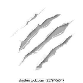 Set of realistic scratch claws isolated on white background. Vector illustration element ready for your design. EPS10.	