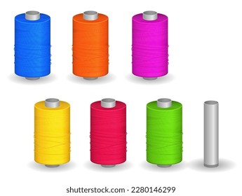 set of realistic sewing supplies for tailoring. eps vector