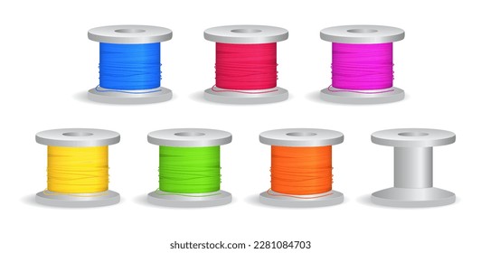 set of realistic sewing supplies for tailoring. eps vector