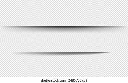 Set of realistic shade stripes with soft edges, mockup elements. Vector transparent shadows. Abstract panel or bar shadows.