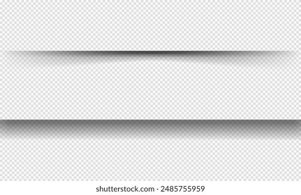 Set of realistic shade stripes with soft edges, mockup elements. Vector transparent shadows. Abstract panel or bar shadows.